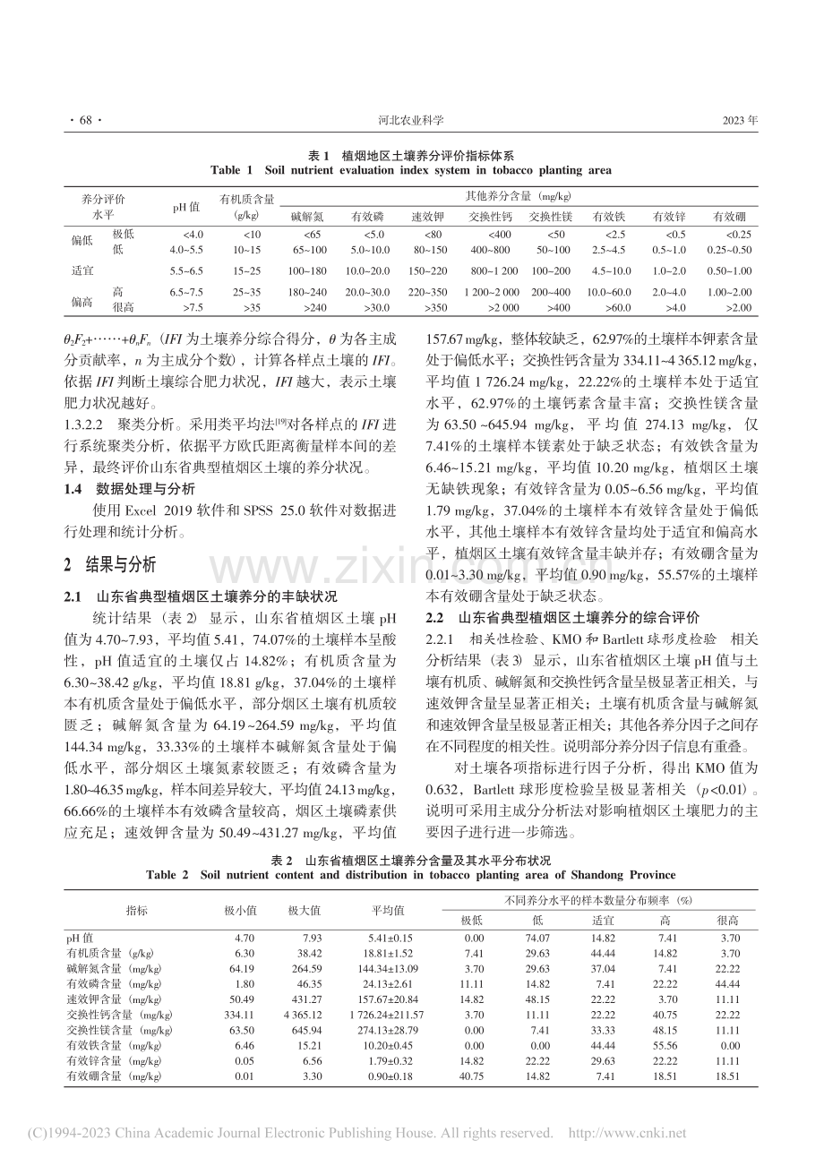 基于主成分分析和聚类分析的...典型植烟区土壤养分综合评价_马志明.pdf_第3页