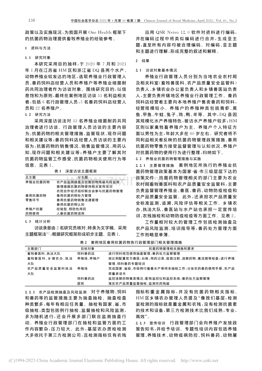 江浙两省案例地区养殖业抗菌...—细菌耐药共同治理者的实践_马聪.pdf_第2页