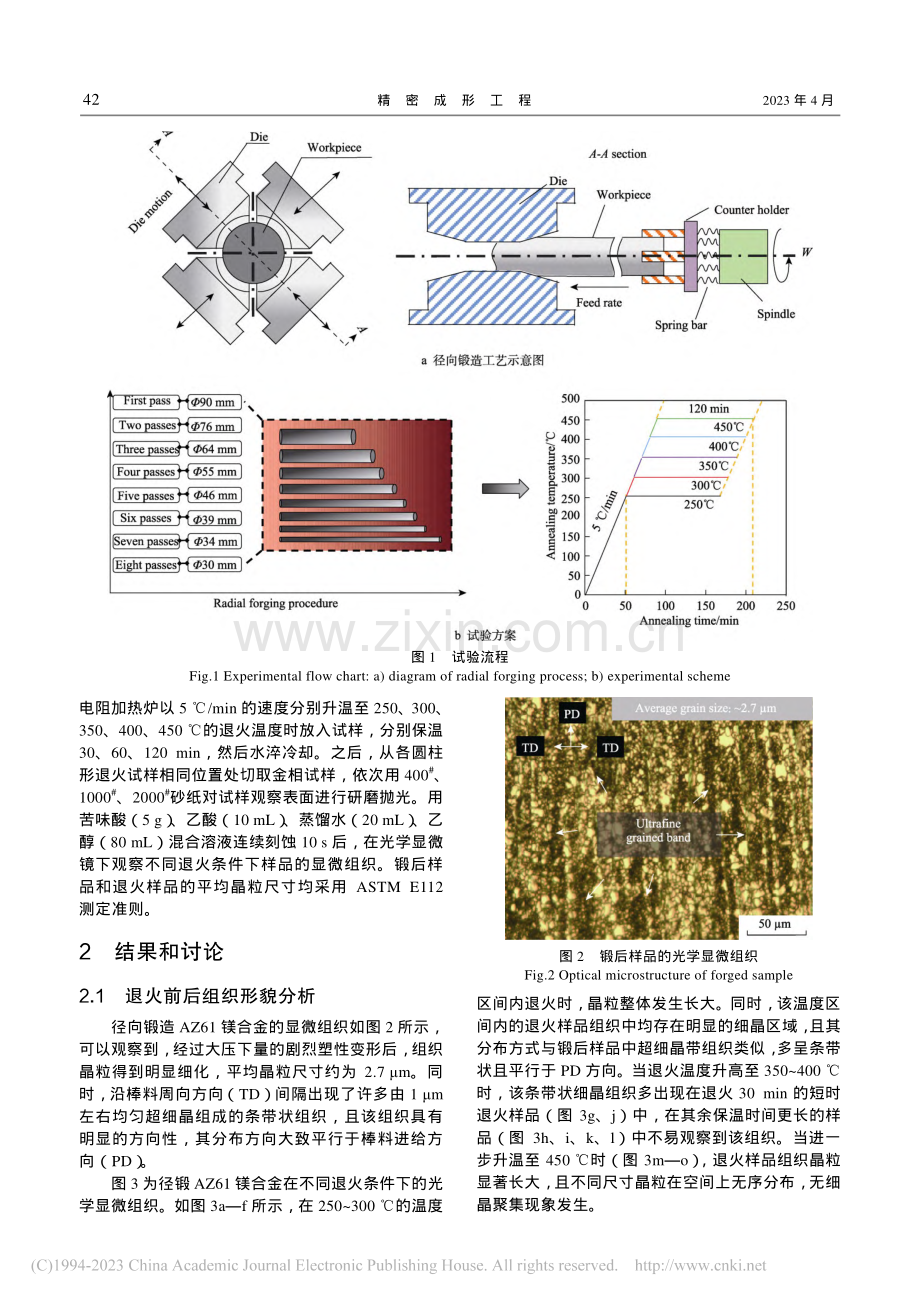 径锻AZ61镁合金退火后晶粒长大及组织演变规律_张凯.pdf_第3页
