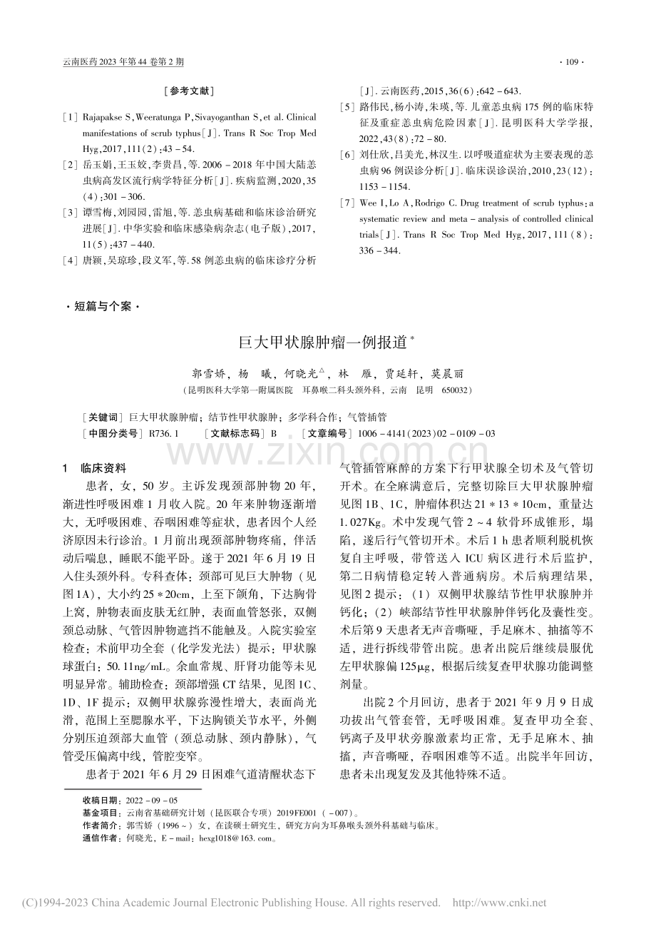 巨大甲状腺肿瘤一例报道_郭雪娇.pdf_第1页