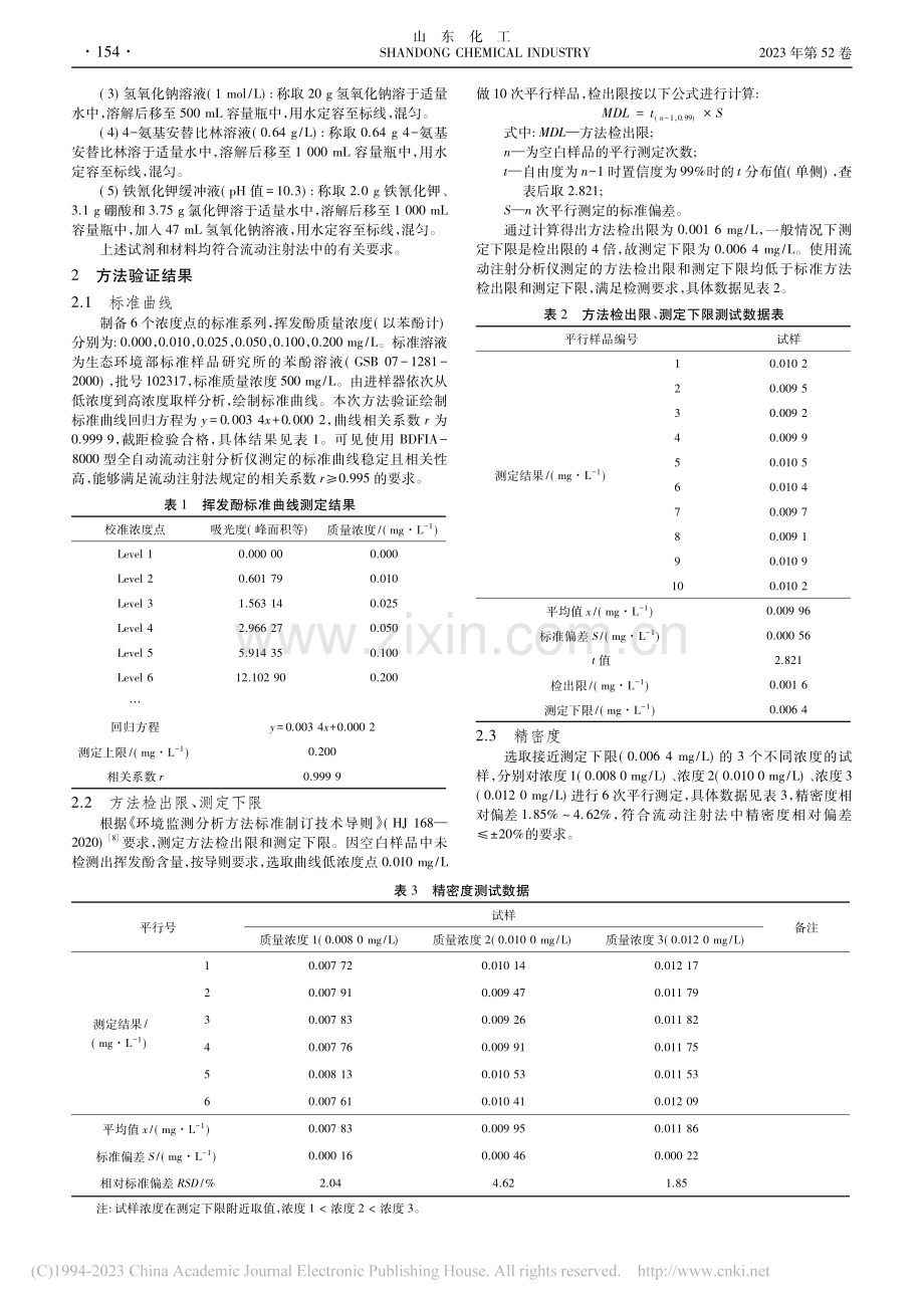 流动注射法在密云水库水中挥发酚测定中的适用性_刘冬跃.pdf_第2页