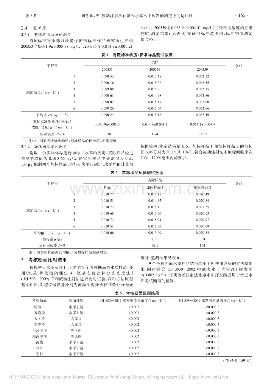 流动注射法在密云水库水中挥发酚测定中的适用性_刘冬跃.pdf_第3页