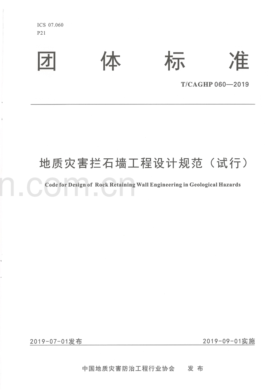 T_CAGHP 060—2019地质灾害拦石墙工程设计规范（试行）.pdf_第1页