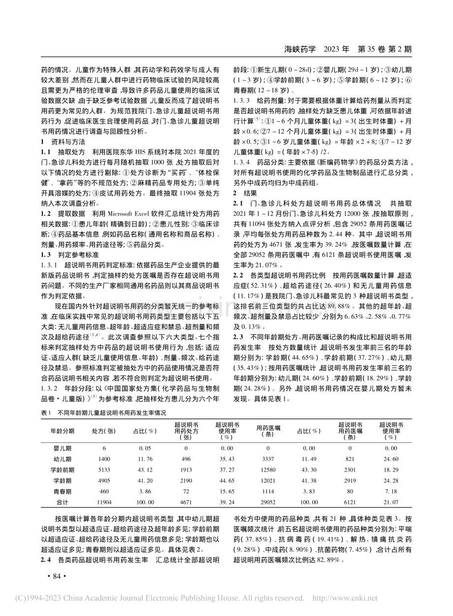 某院门、急诊儿科超说明书用药调查与分析_江炯培.pdf_第2页