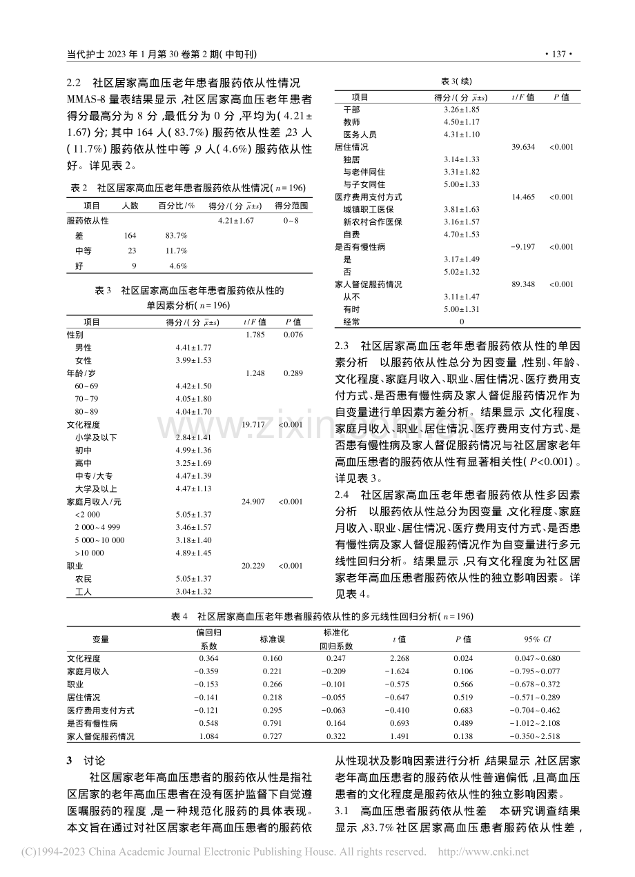 社区居家老年高血压患者服药依从性现状及影响因素研究_覃毅.pdf_第3页