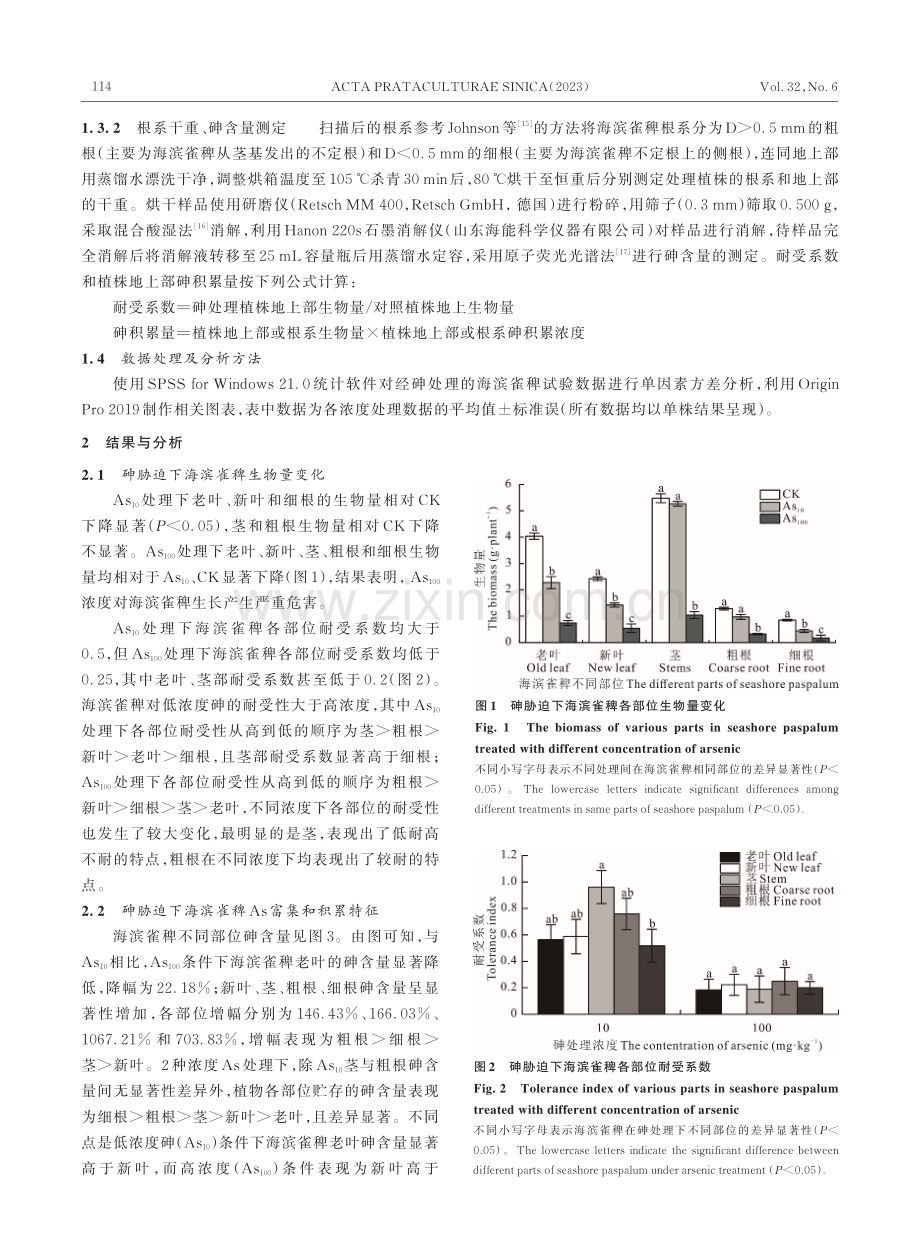 砷%28As%29胁迫对海滨雀稗As吸收特征及根系形态影响.pdf_第3页