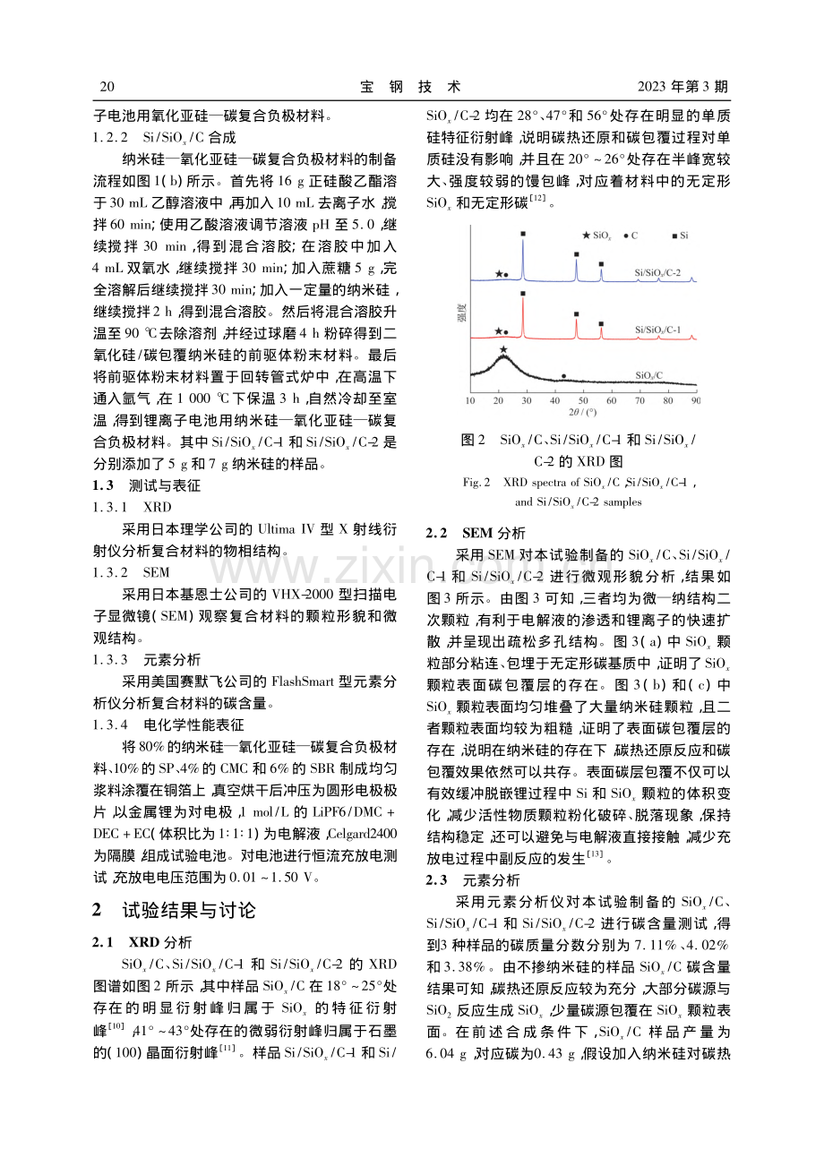 溶胶凝胶法制备纳米硅_氧化亚硅_碳复合负极材料_秦统.pdf_第3页