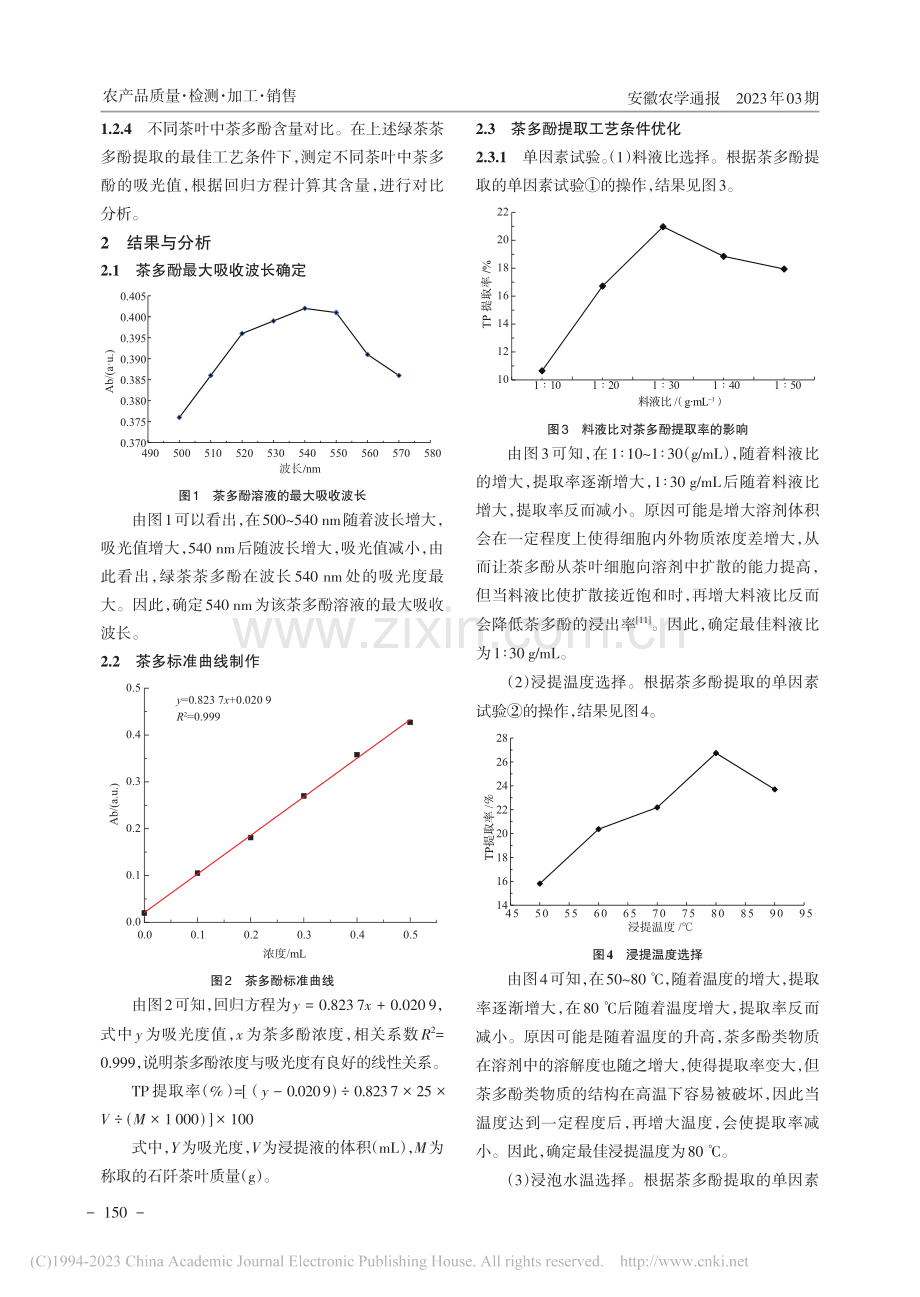 石阡不同茶叶中茶多酚的提取工艺及含量对比分析_陈仕学.pdf_第3页