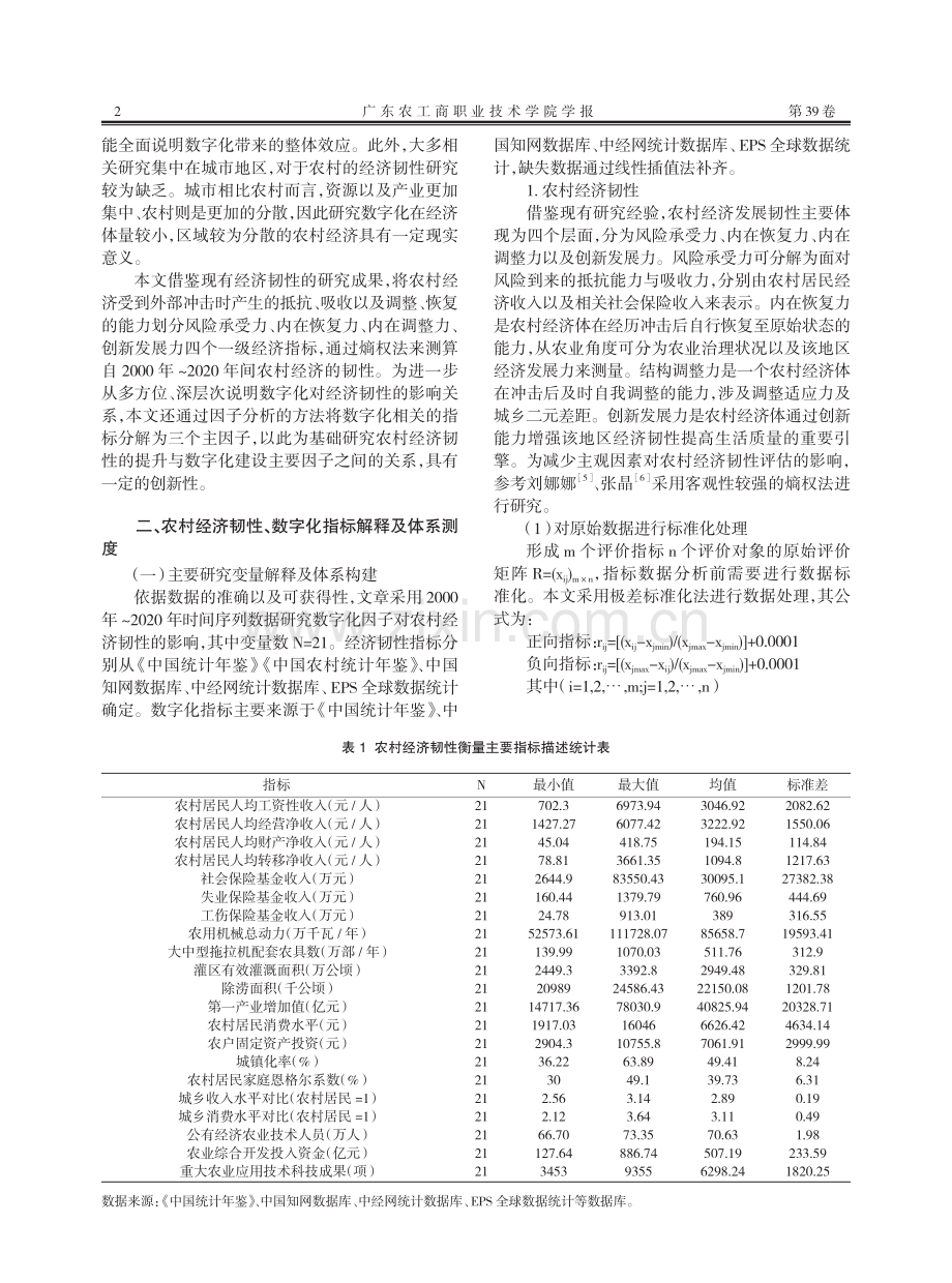 数字化对我国农村经济韧性的影响研究_赵宇.pdf_第2页