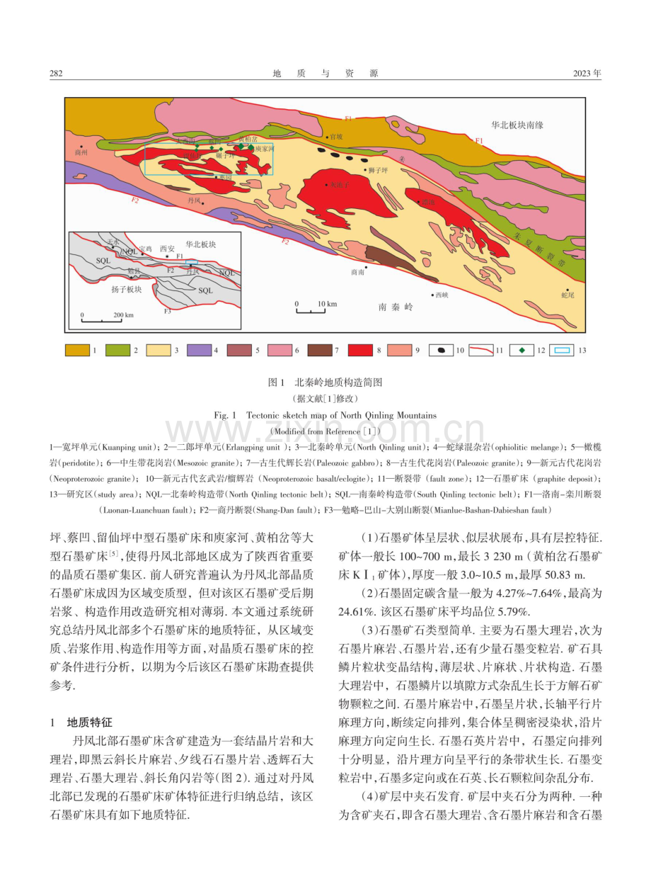 陕西省丹凤县北部晶质石墨矿床控矿条件分析及找矿前景.pdf_第2页