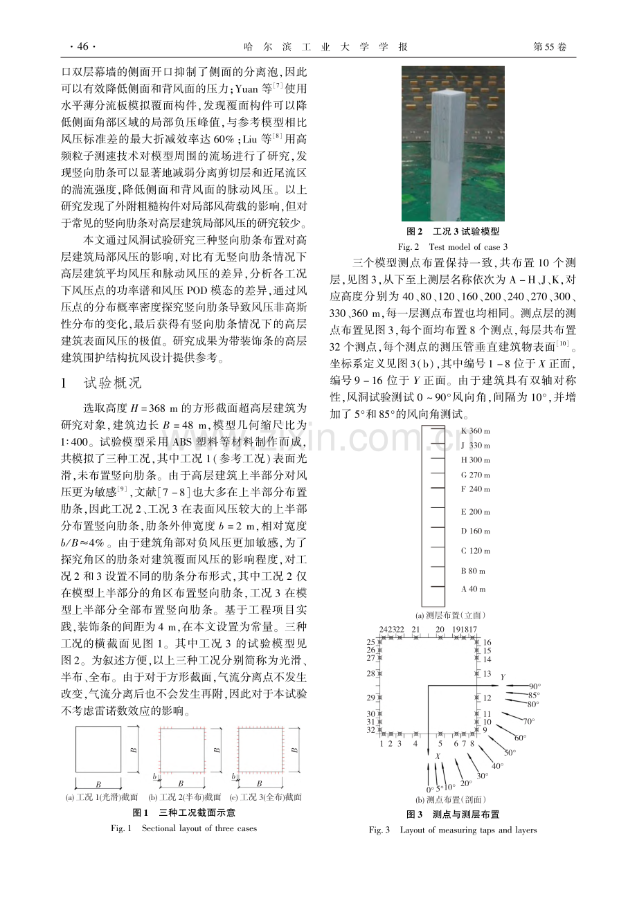 竖向肋条对高层建筑局部覆面风压的影响_柯延宇.pdf_第2页