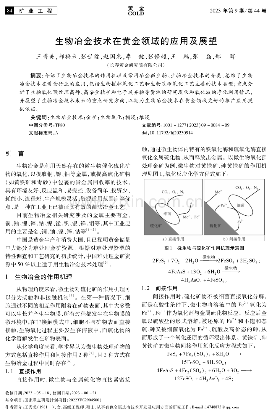 生物冶金技术在黄金领域的应用及展望.pdf_第1页