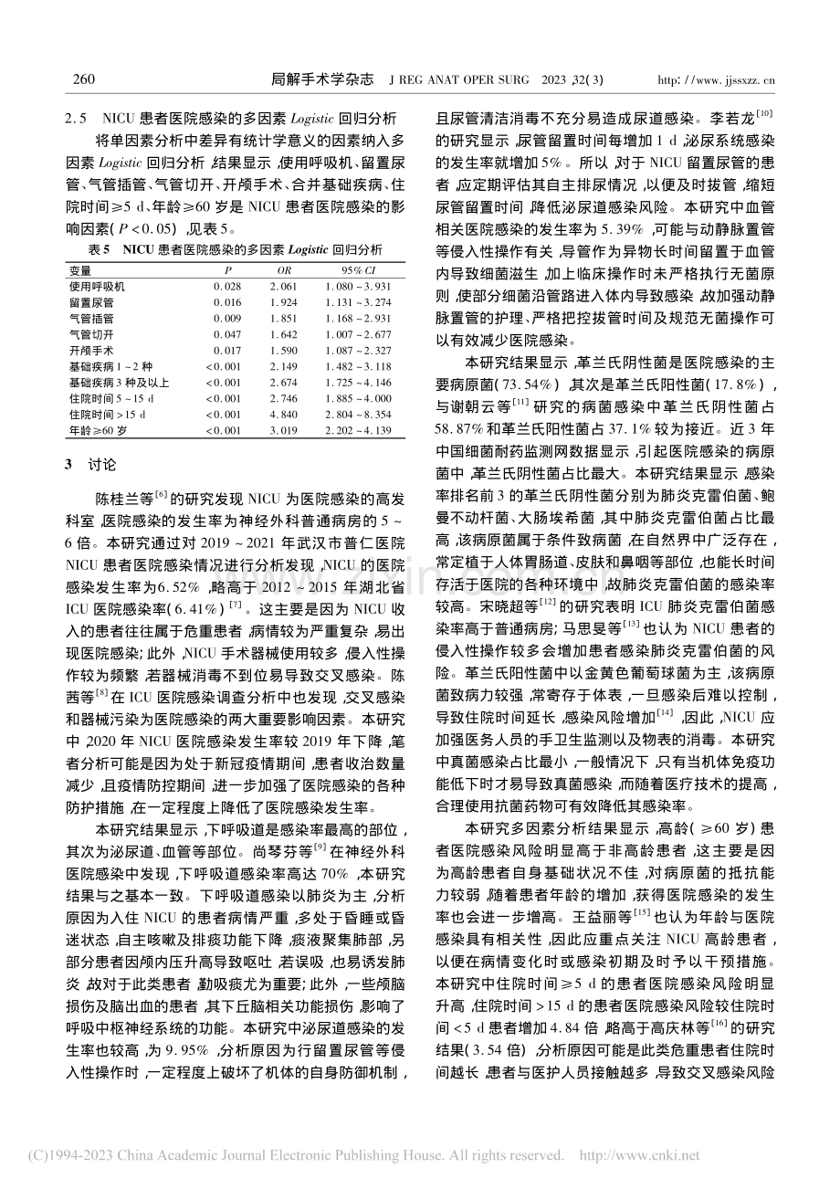 神经外科重症监护室医院感染病原菌及影响因素分析_董亚兴.pdf_第3页