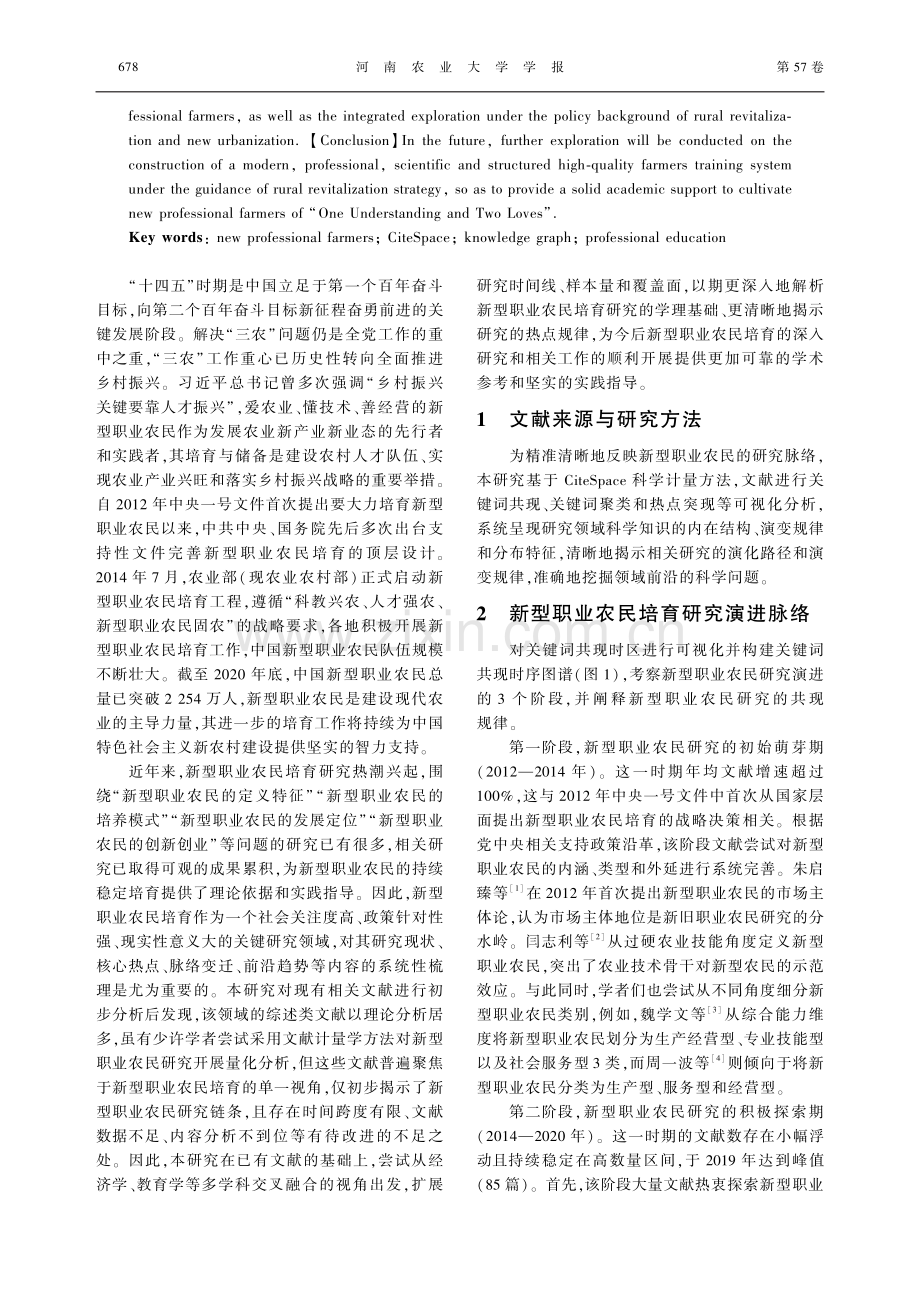 新型职业农民培育：演进脉络、核心热点与前沿趋势.pdf_第2页