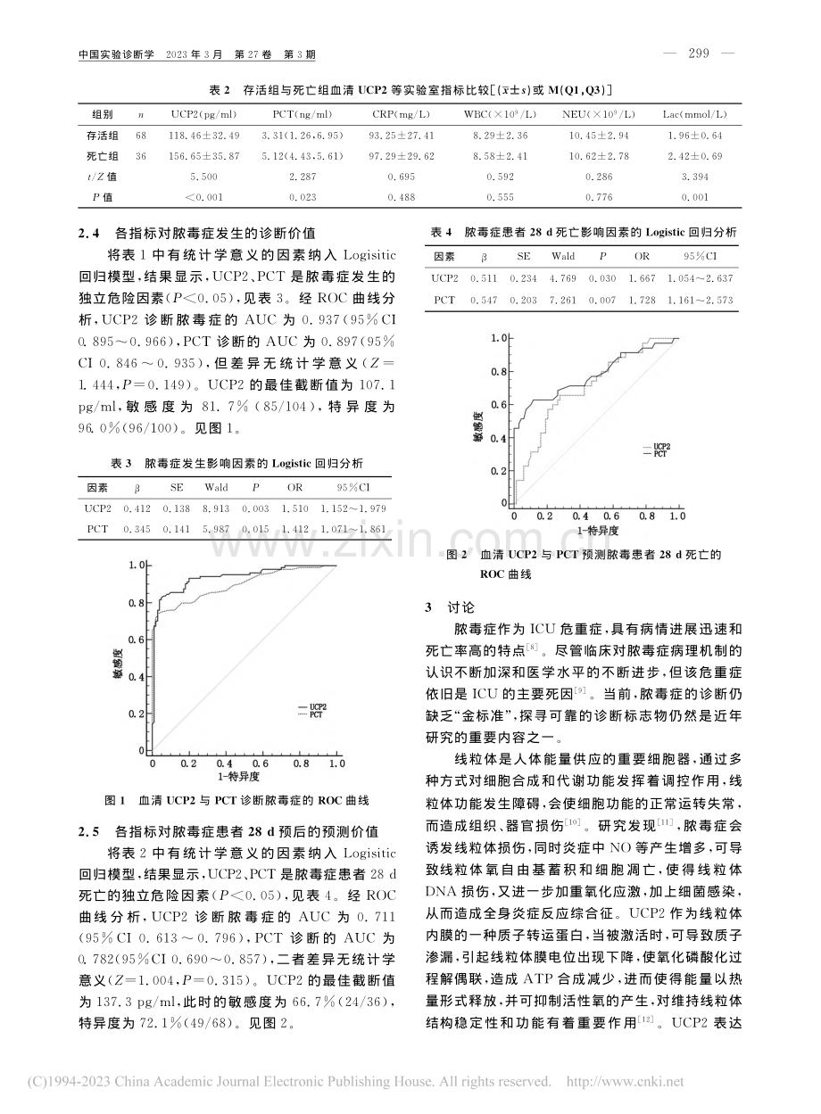 血清UCP2水平对脓毒症诊断和预后评估的临床价值_李依.pdf_第3页