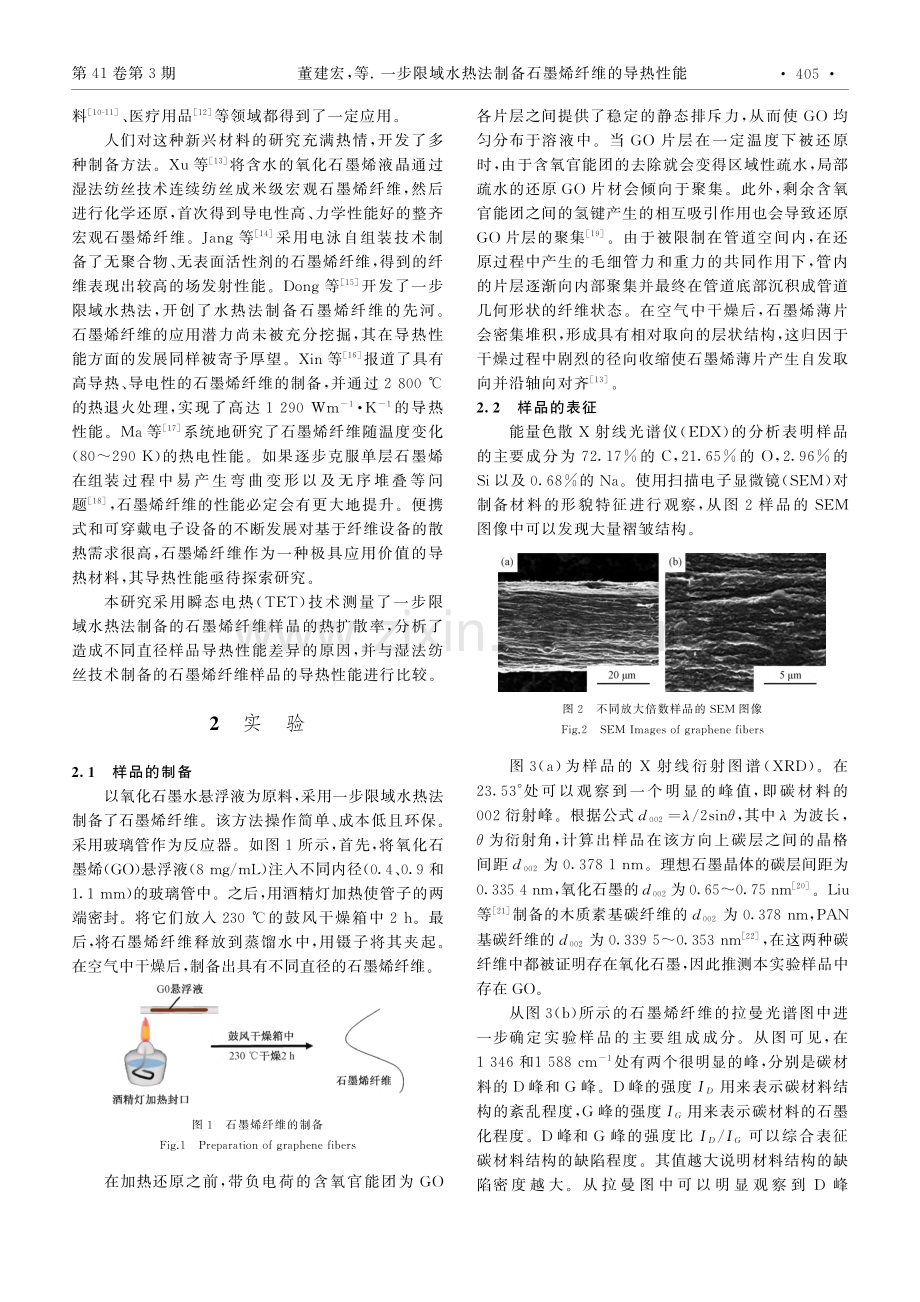 一步限域水热法制备石墨烯纤维的导热性能_董建宏.pdf_第2页