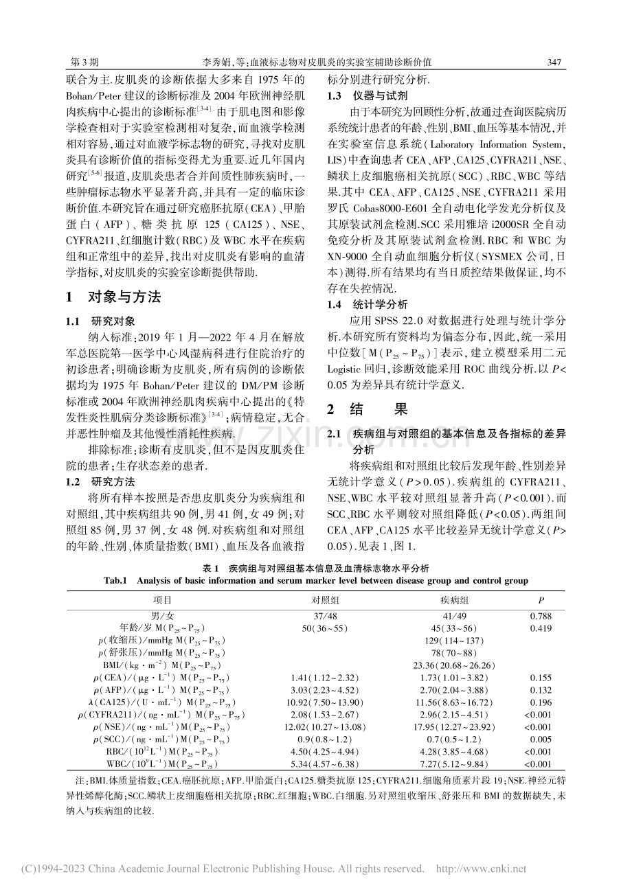 血液标志物对皮肌炎的实验室辅助诊断价值_李秀娟.pdf_第2页