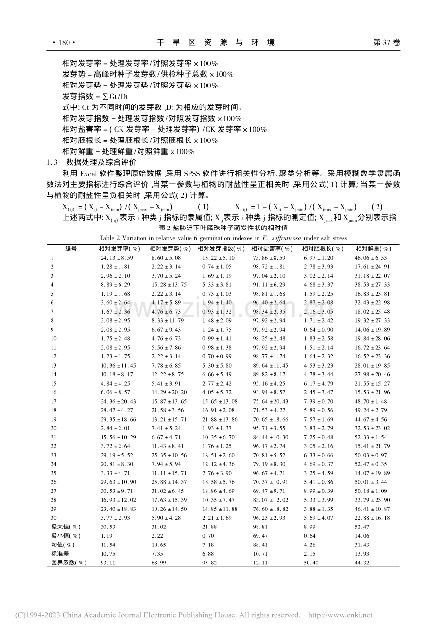 燕山地区叶底珠萌发期耐盐性综合评价_徐宁伟.pdf_第3页