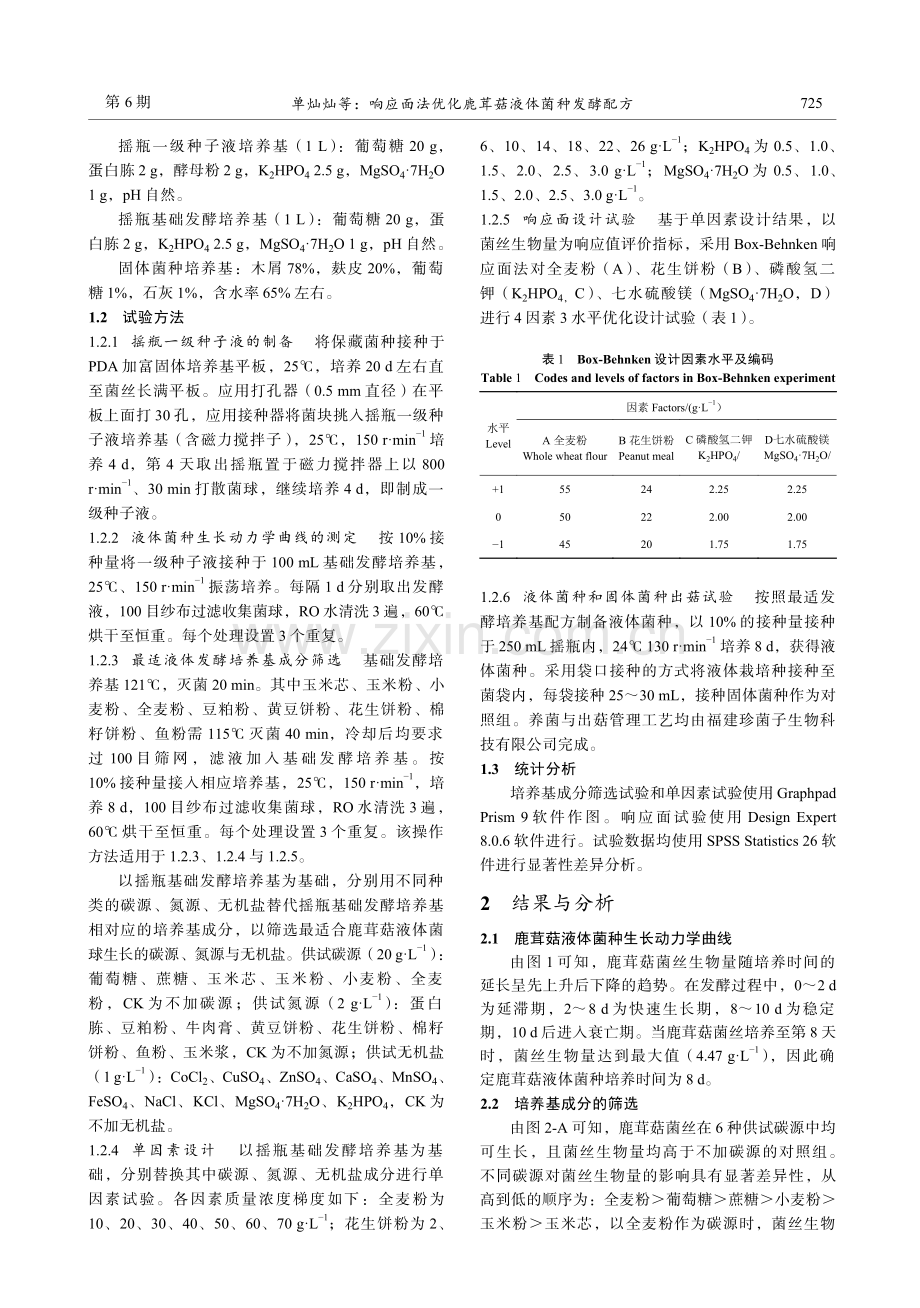 响应面法优化鹿茸菇液体菌种发酵配方.pdf_第3页