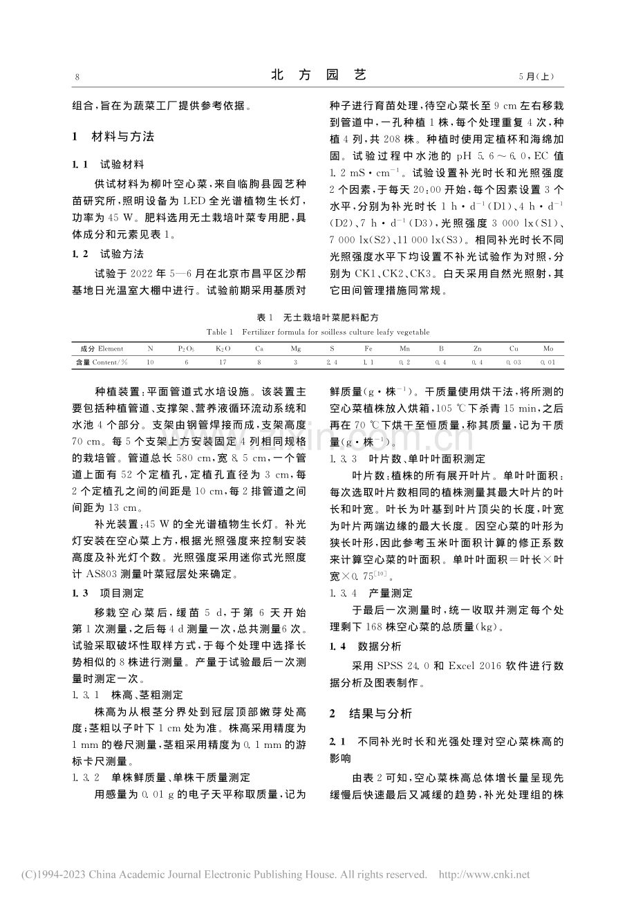 夜间补光时长和光强对空心菜生长的影响_彭志慧.pdf_第2页