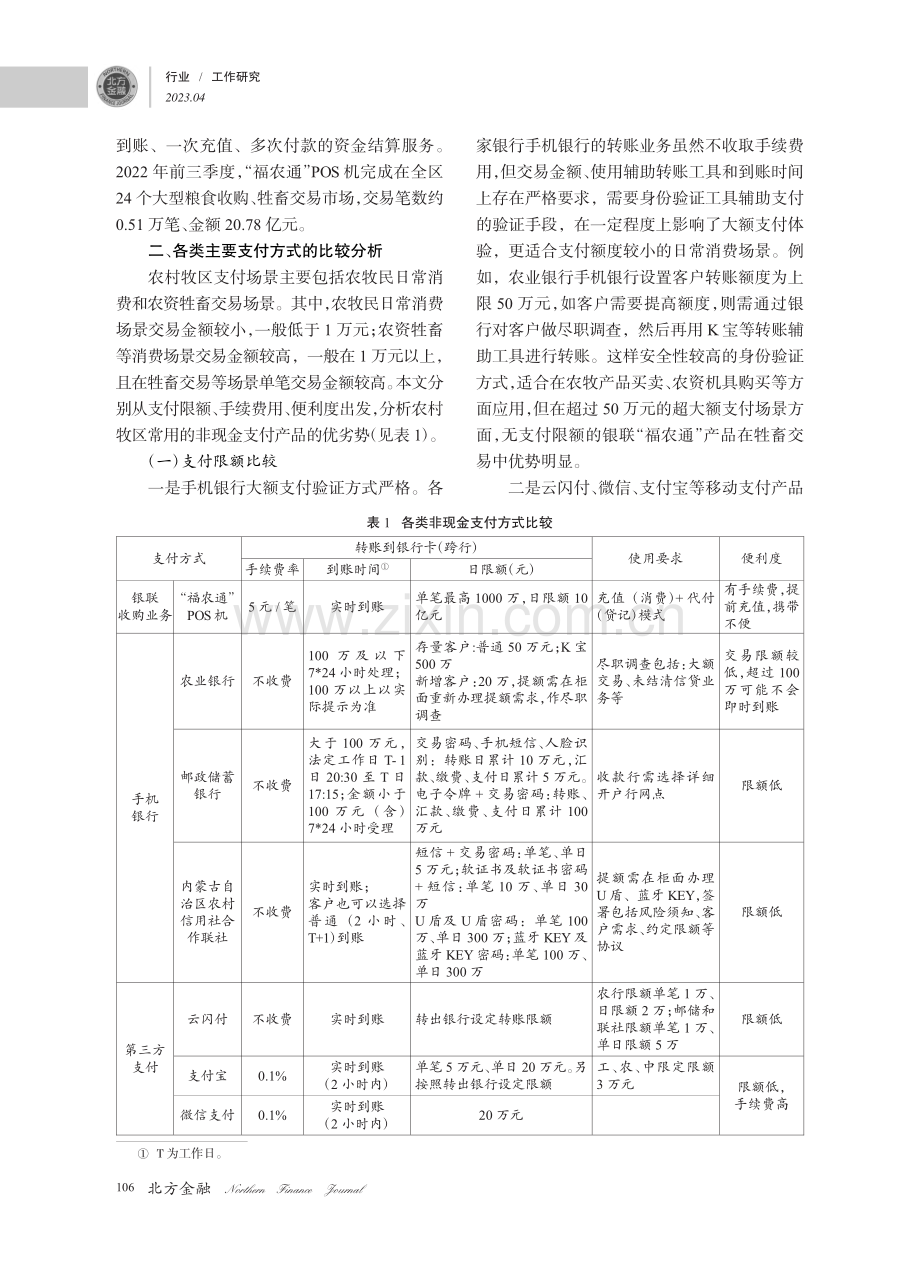 乡村振兴战略视角下农村牧区非现金支付服务方式比较分析_邹洋.pdf_第2页