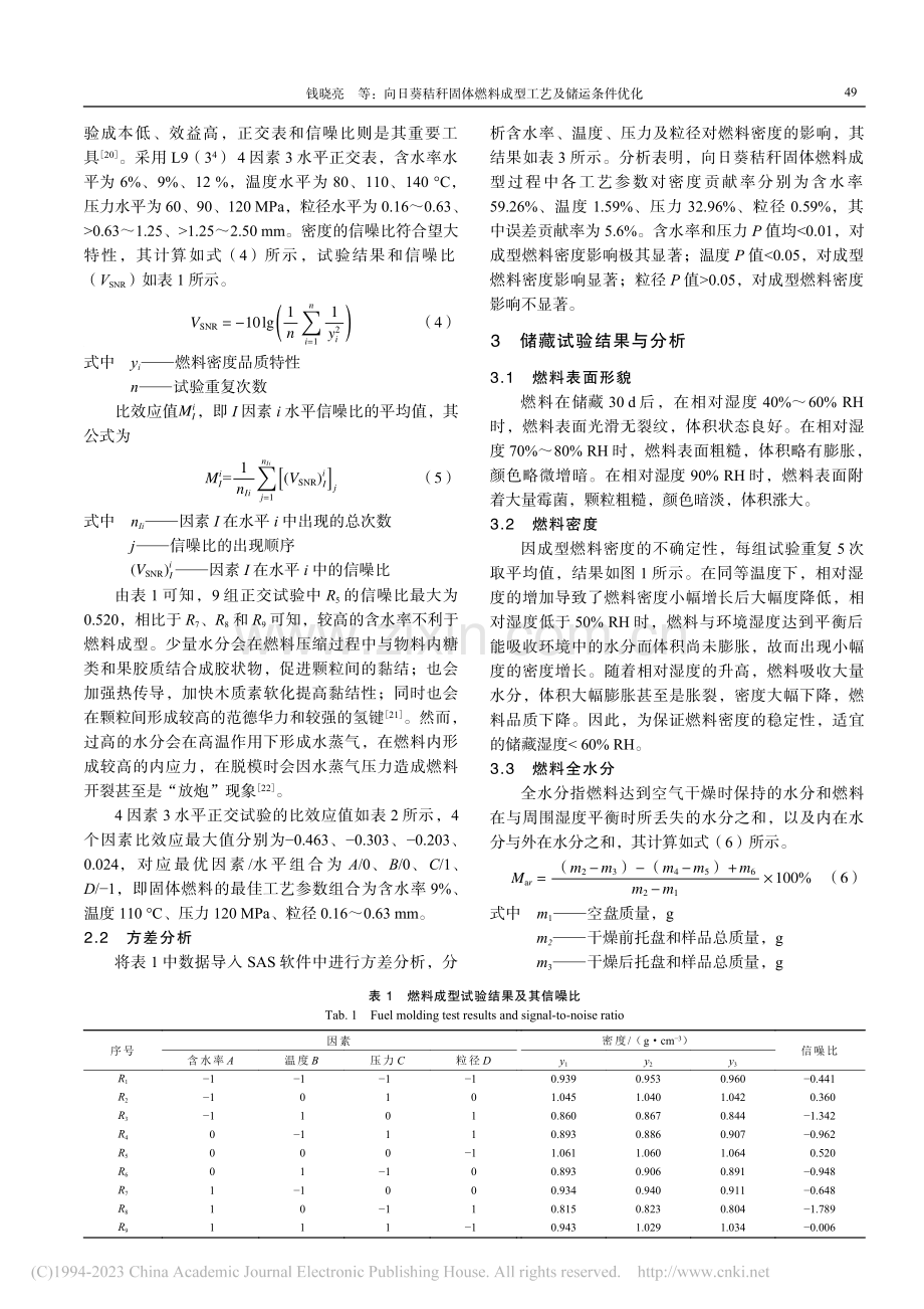 向日葵秸秆固体燃料成型工艺及储运条件优化_钱晓亮.pdf_第3页