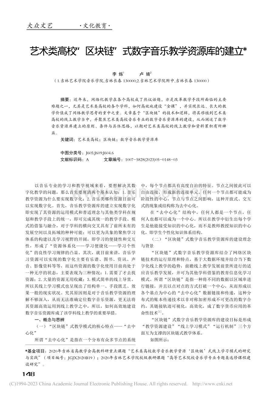 艺术类高校“区块链”式数字音乐教学资源库的建立_李烁.pdf_第1页