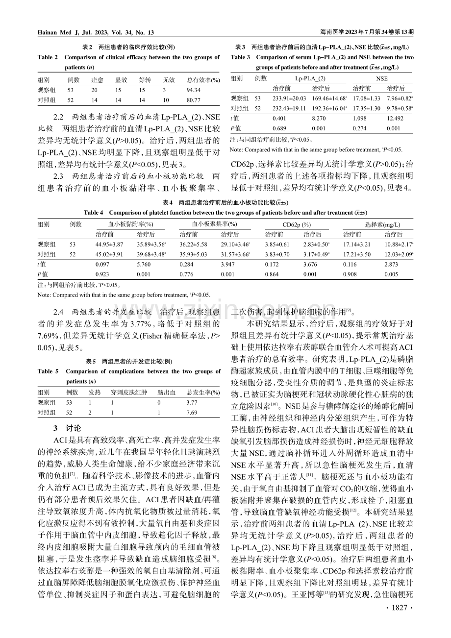 依达拉奉右莰醇联合血管介入...SE水平和血小板功能的影响_李世芳.pdf_第3页