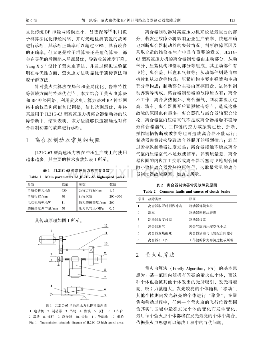 萤火虫优化BP神经网络离合器制动器故障诊断_胡凯.pdf_第2页