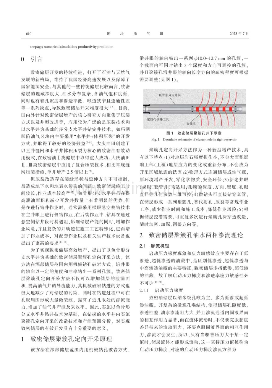 致密储层聚簇孔定向开采方法及渗流分析.pdf_第2页