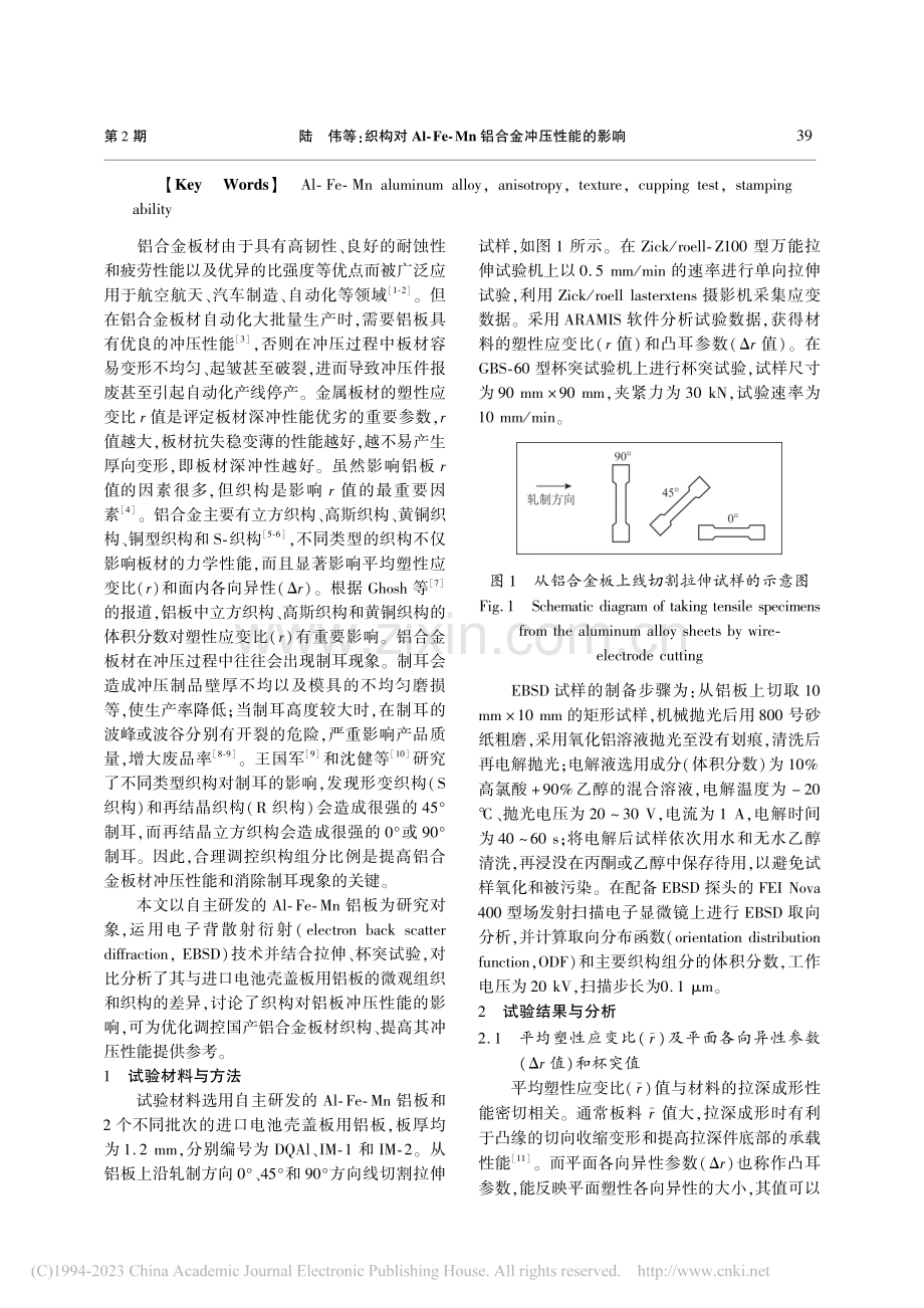 织构对Al-Fe-Mn铝合金冲压性能的影响_陆伟.pdf_第2页