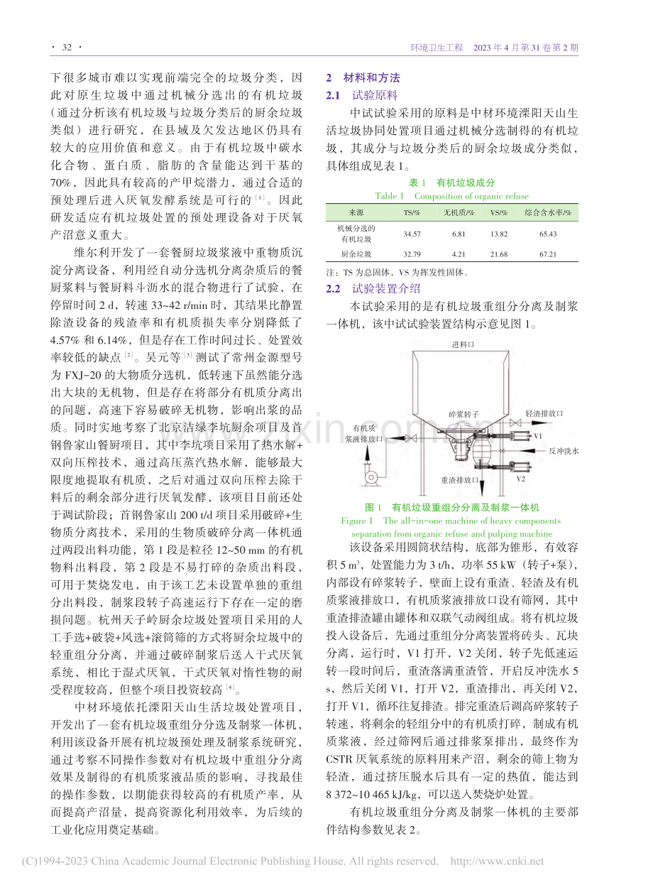重组分分离及制浆一体机在有机垃圾处置中的应用研究_郭彦鹏.pdf_第2页