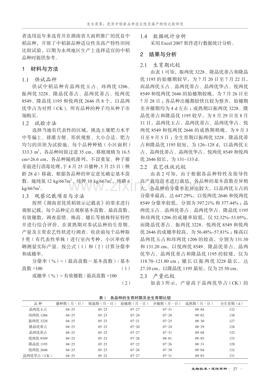 优质中稻新品种适应性及高产特性比较研究.pdf_第2页