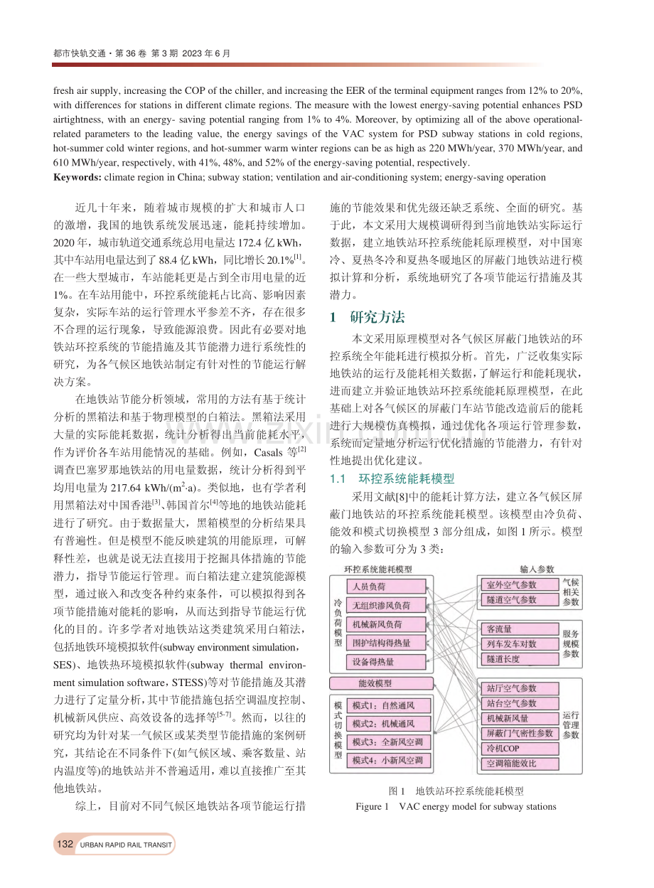 中国各气候区屏蔽门地铁站环控系统节能潜力研究_苏子怡.pdf_第2页