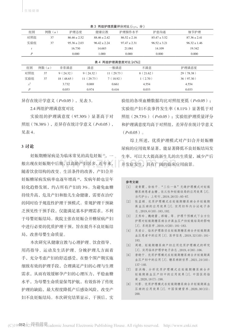 优质护理模式对产妇合并妊娠...尿病不良结局的应用效果观察_李莉.pdf_第3页