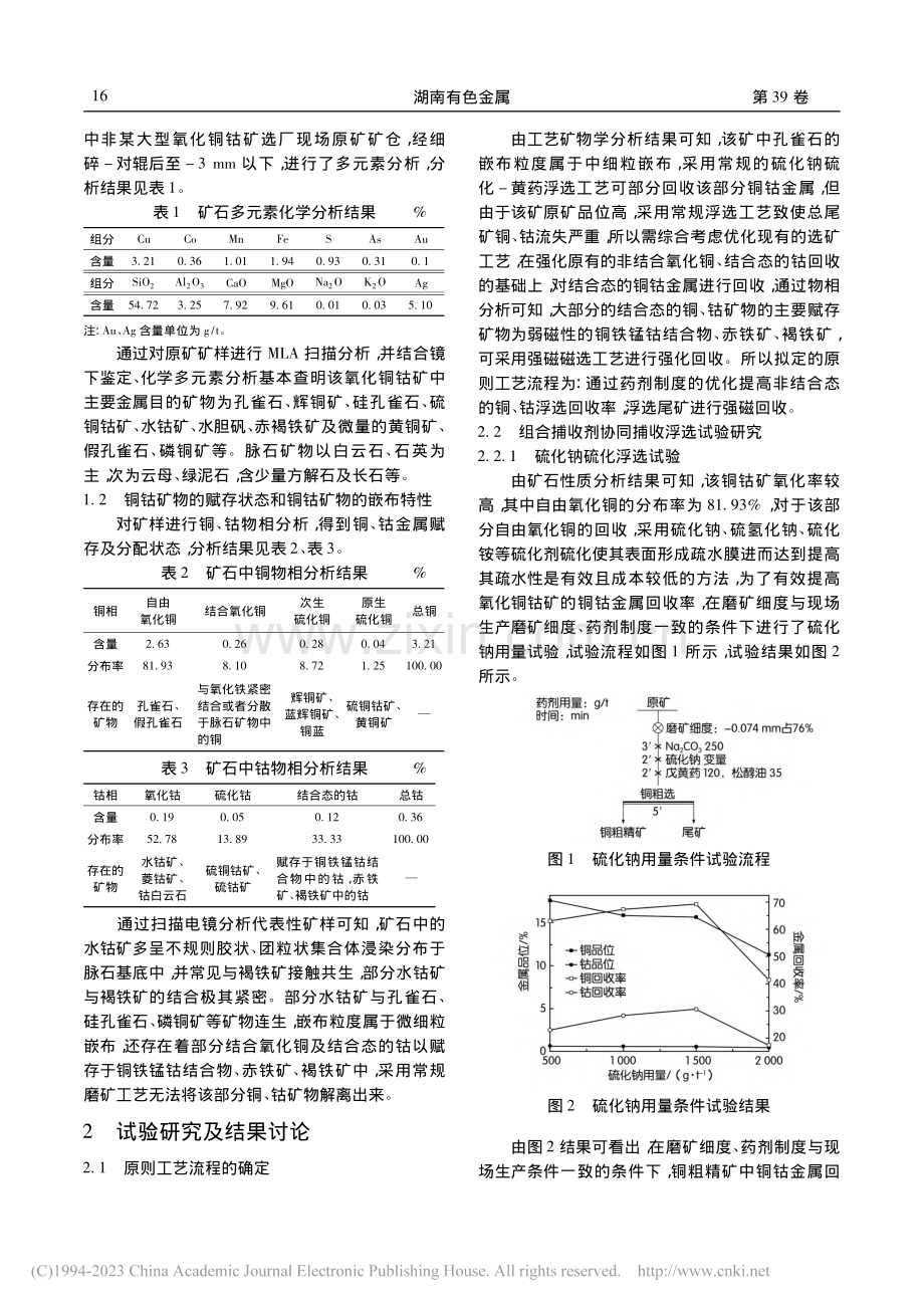 组合捕收剂协同浮选-高梯度.理中非某氧化铜钴矿试验研究_陈代雄.pdf_第2页