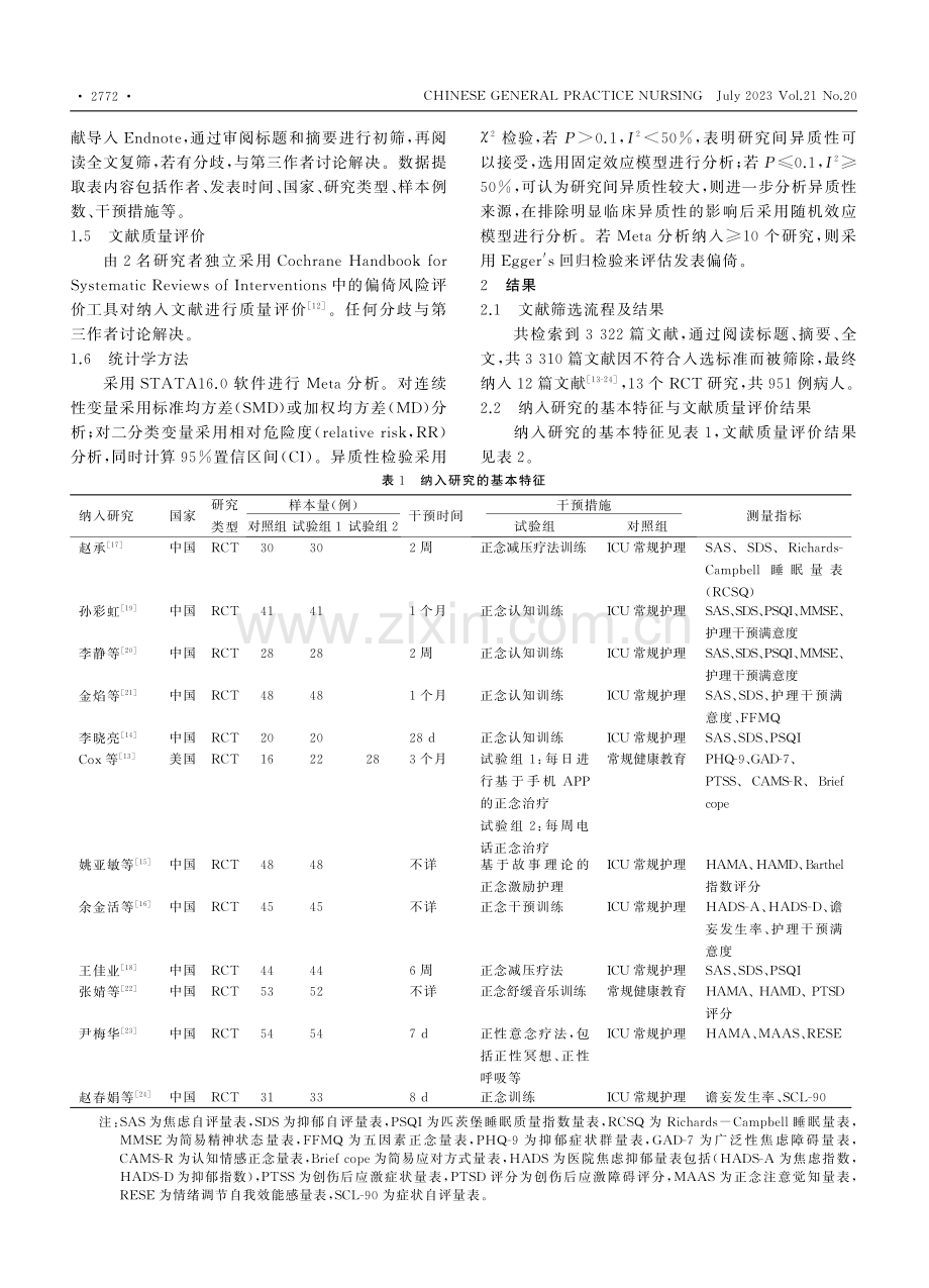 正念疗法对ICU后综合征病人干预效果的系统评价_蒋天祥.pdf_第2页