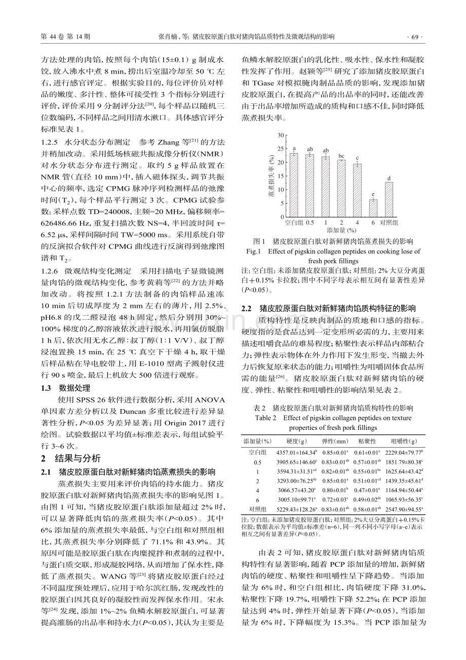 猪皮胶原蛋白肽对猪肉馅品质特性及微观结构的影响_张肖楠.pdf_第3页