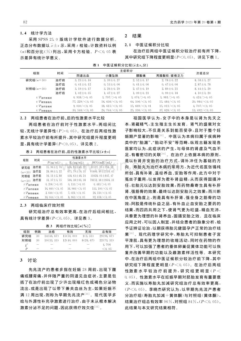 中医角度探讨寿胎丸加减治疗早期先兆流产的疗效_陈锦红.pdf_第2页