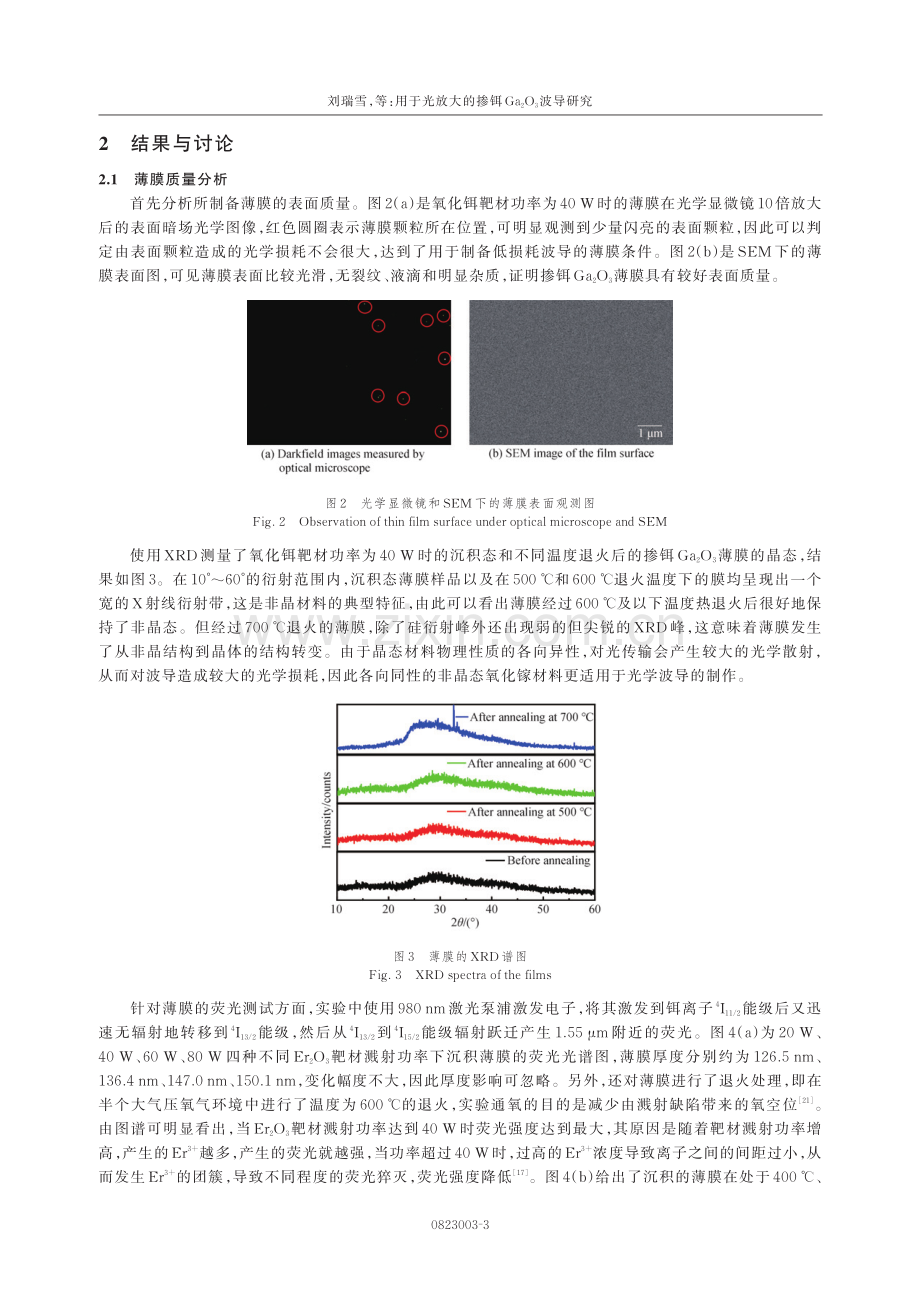 用于光放大的掺铒Ga_（2）O_（3）波导研究.pdf_第3页