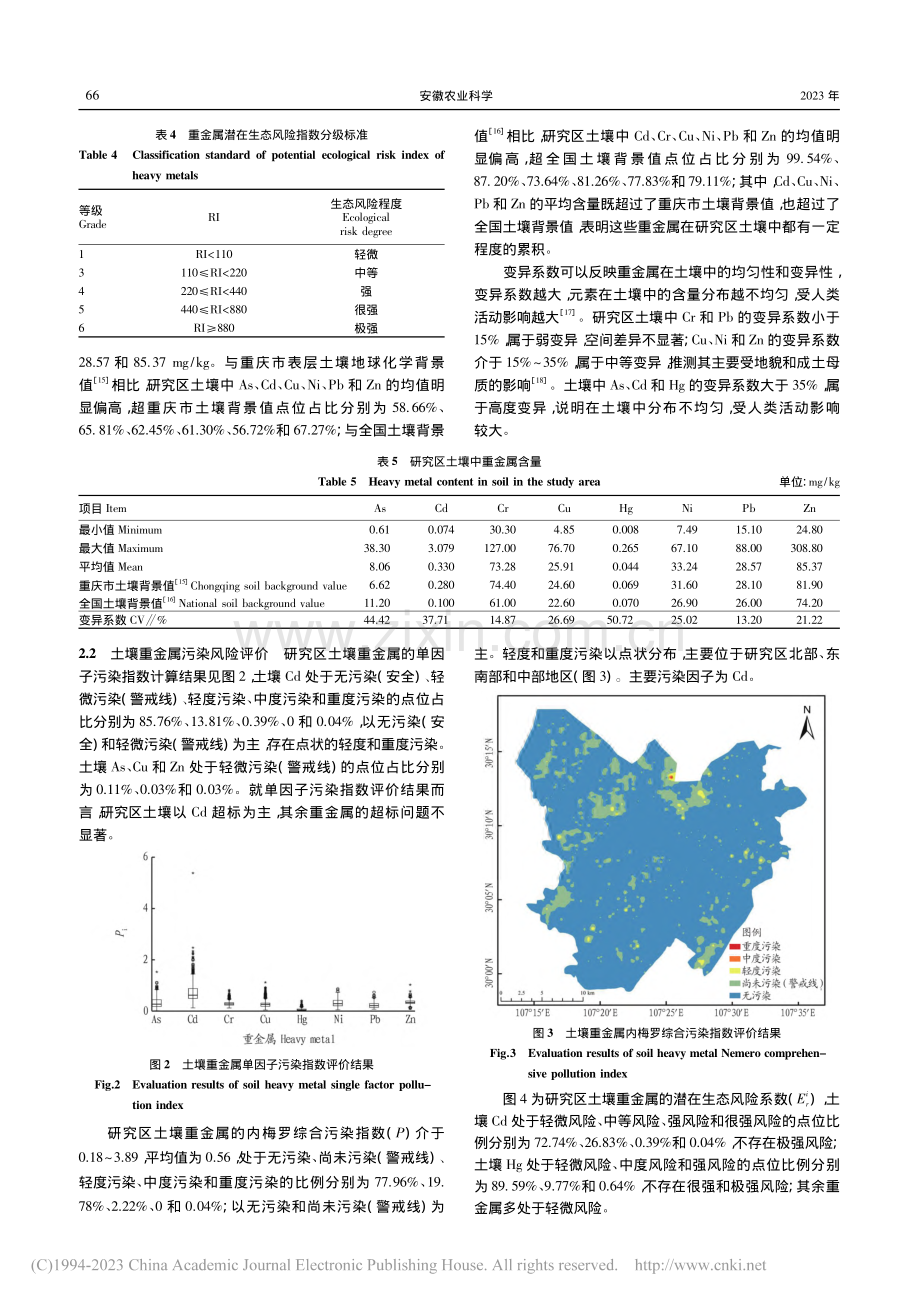 重庆市垫江南部土壤重金属污染及潜在生态风险评价_胡小兰.pdf_第3页