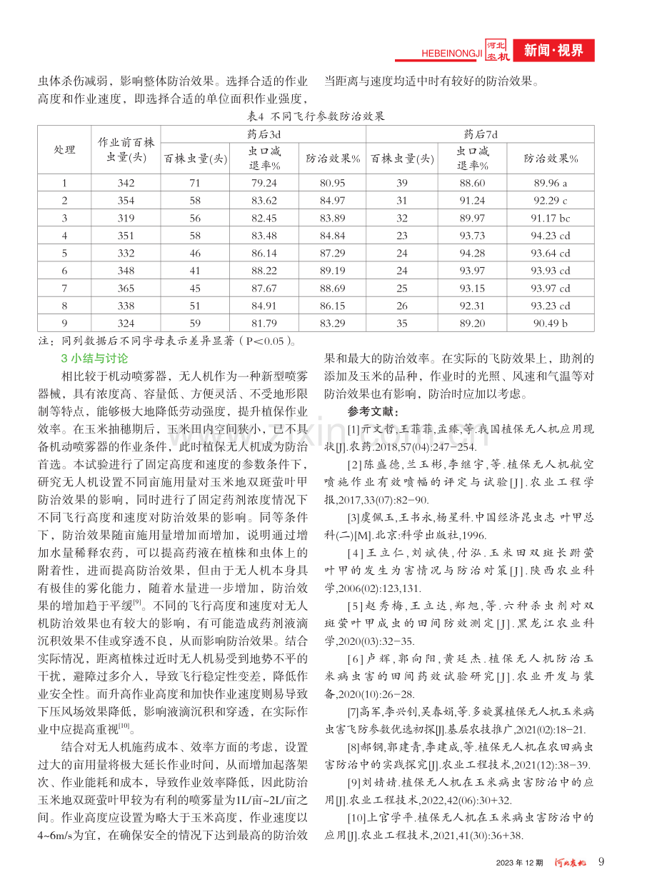 植保无人机不同参数设置对防...玉米田双斑萤叶甲效果的影响_苏志峰.pdf_第3页