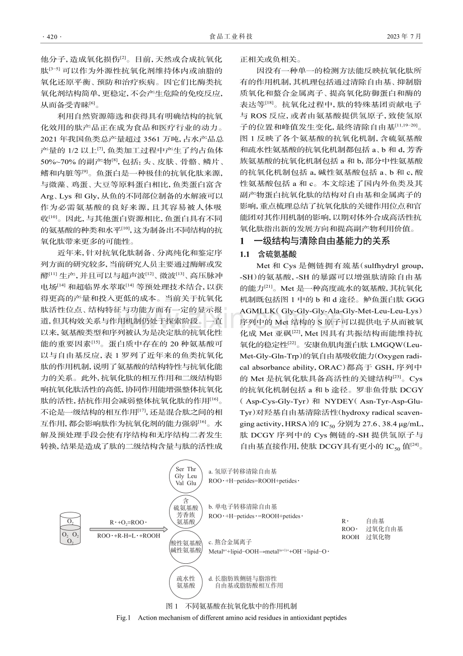 鱼源抗氧化肽的结构与其功能关系研究进展_左依瑾.pdf_第2页