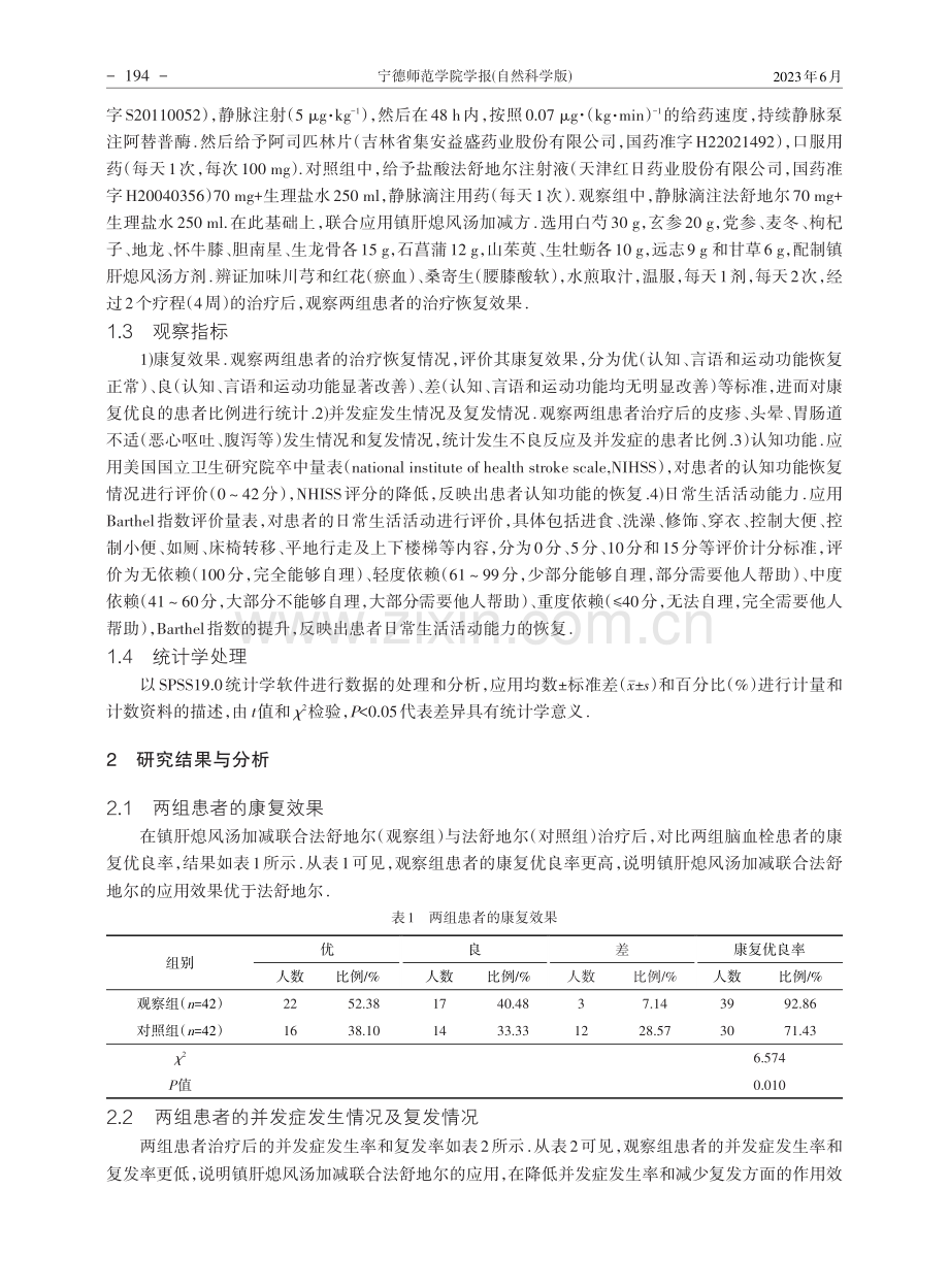 镇肝熄风汤加减联合法舒地尔治疗脑血栓的效果分析_李燕.pdf_第2页