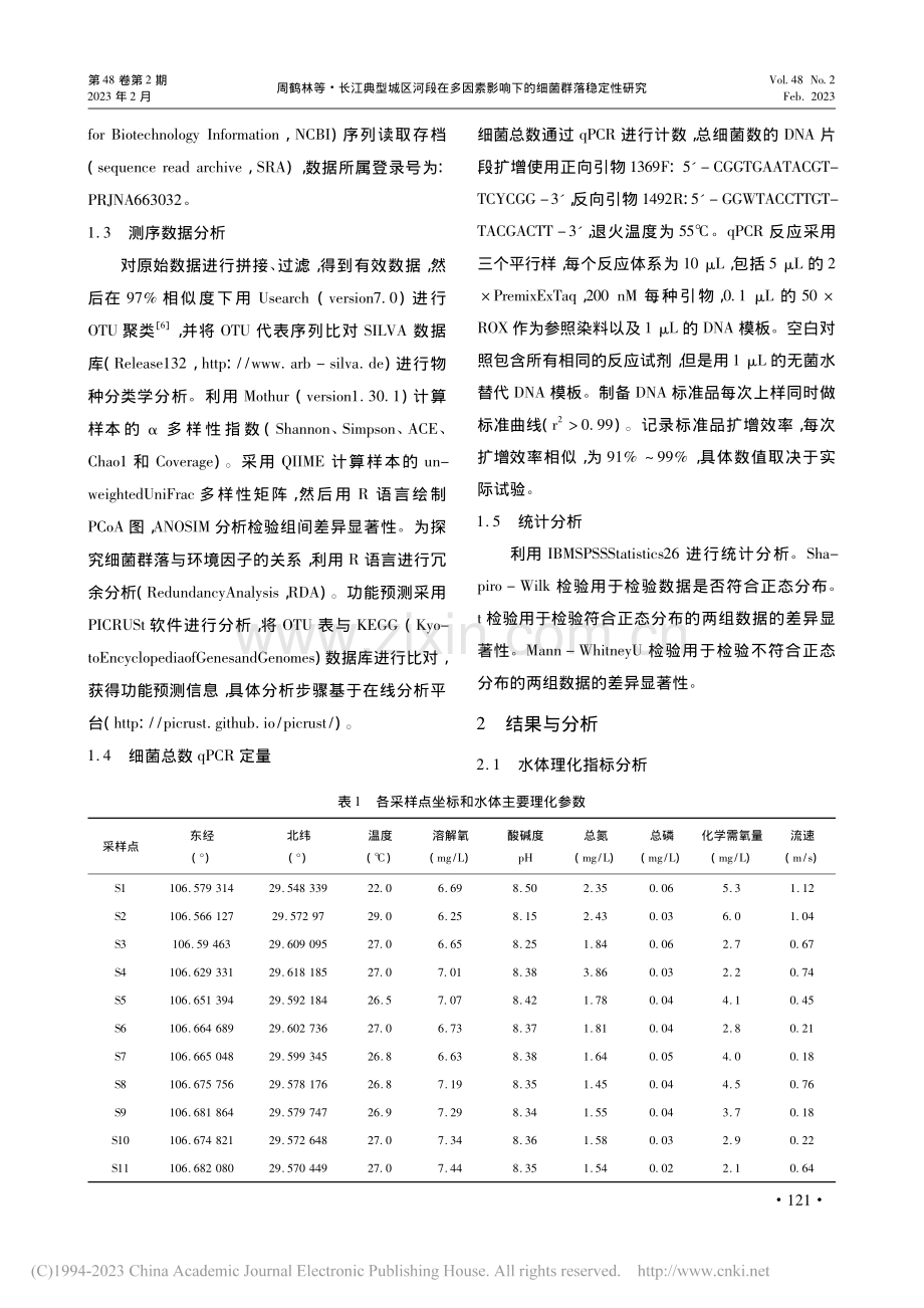 长江典型城区河段在多因素影响下的细菌群落稳定性研究_周鹤林.pdf_第3页