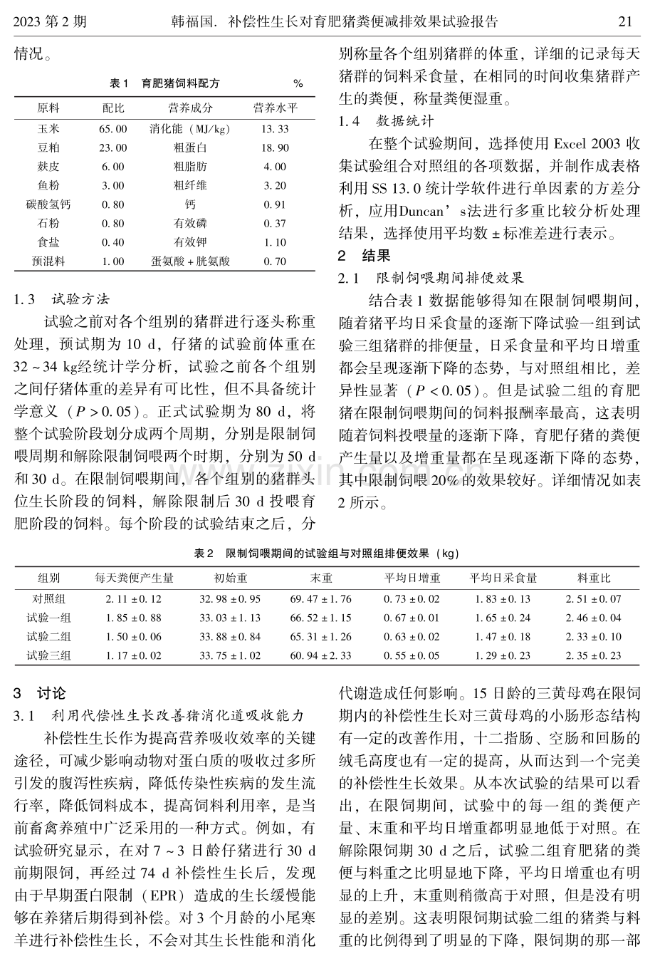 补偿性生长对育肥猪粪便减排效果试验报告.pdf_第2页