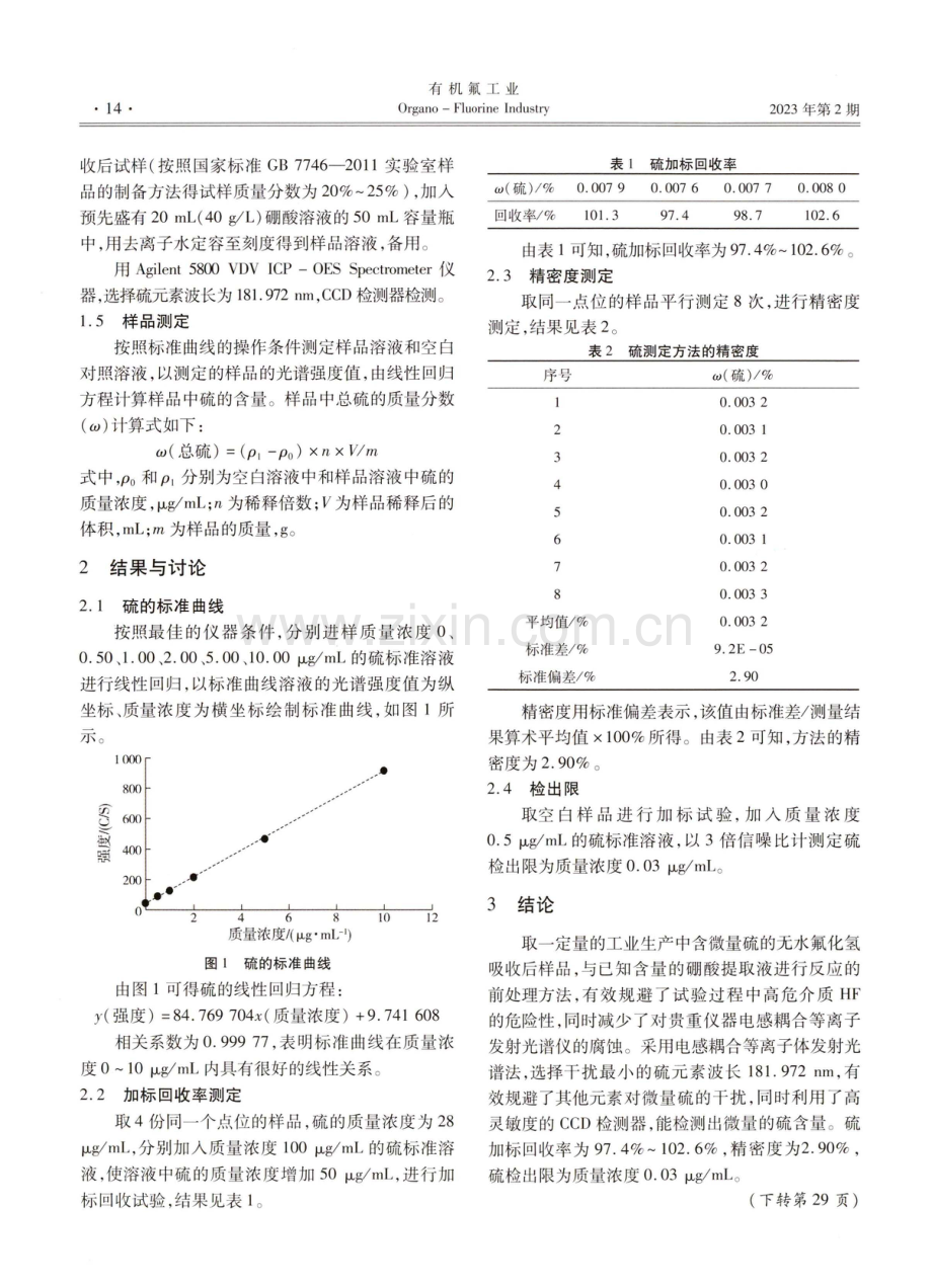 ICP-OES法测定无水氟化氢中的微量总硫.pdf_第2页