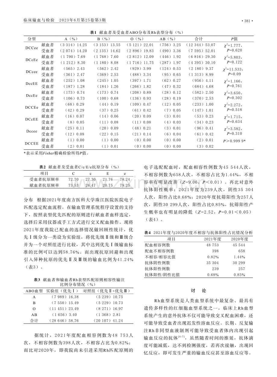 电子匹配信息系统辅助的Rh血型五抗原配合性输注的安全性和有效性研究.pdf_第3页