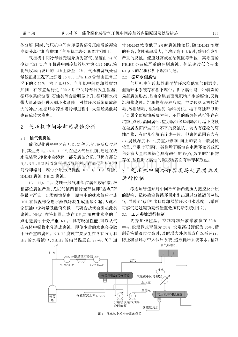 催化裂化装置气压机中间冷却器内漏原因及处置措施.pdf_第2页