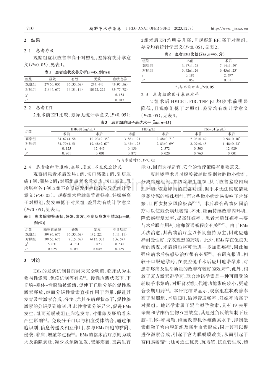 腹腔镜手术联合抗感染及地诺孕素治疗子宫内膜异位症的临床研究.pdf_第3页